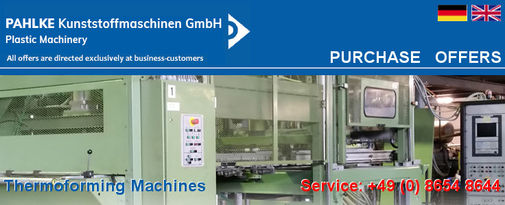 PAHLKE Kunststoffmaschinen GmbH · Gebrauchte Thermoform-Maschinen · Tiefziehmaschinen · Industriestraße 11 · 83404 Ainring-Mitterfelden · Telefon: +49 (0) 8654 50890